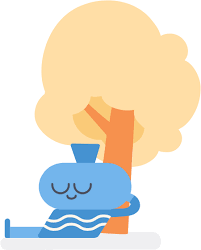 blue anime resting on yellow tree